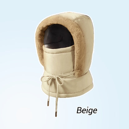 Plush-lined Thickened Thermal Hat with Face Mask