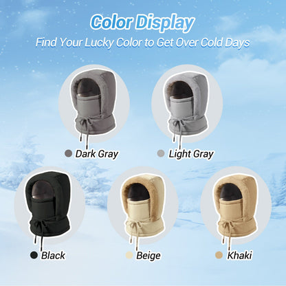 Plush-lined Thickened Thermal Hat with Face Mask