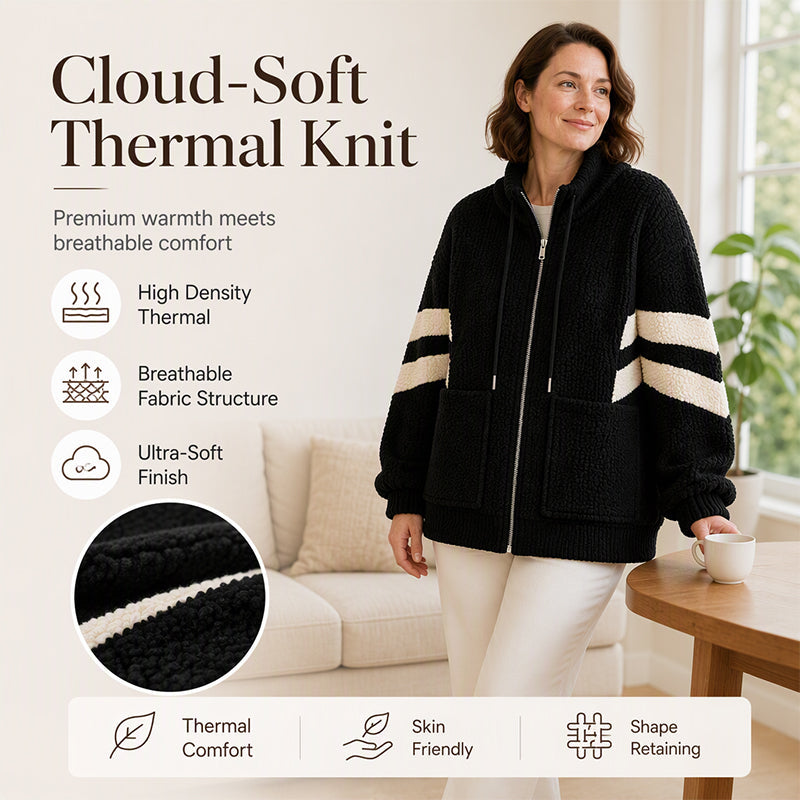 Women's Oversized Zip-Up Faux Shearling Jacket
