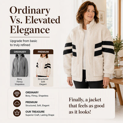 Women's Oversized Zip-Up Faux Shearling Jacket