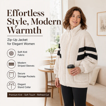 Women's Oversized Zip-Up Faux Shearling Jacket