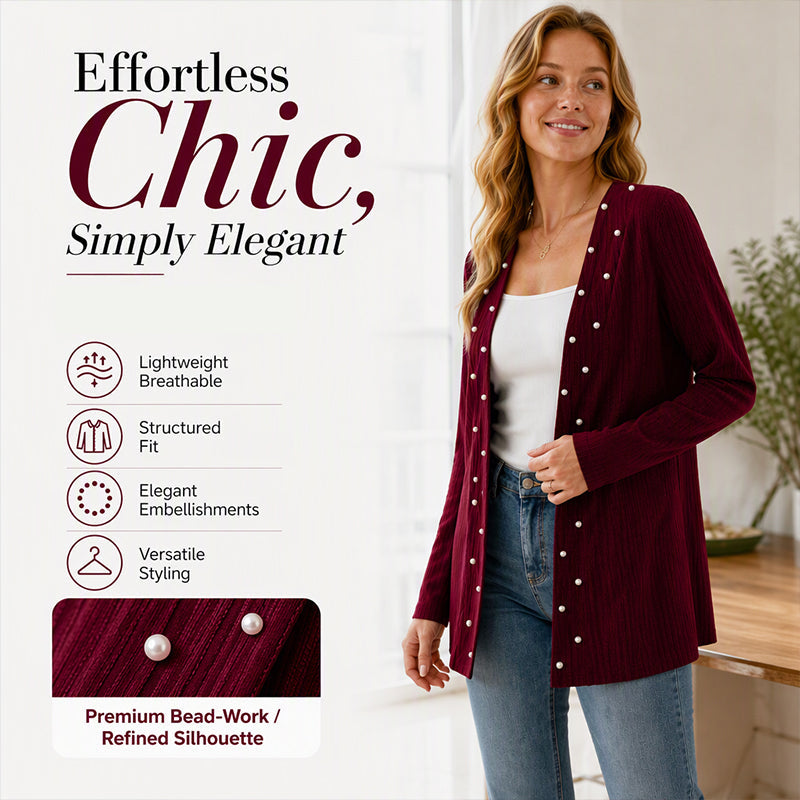 Women's Pearl Beaded Knit Cardigan