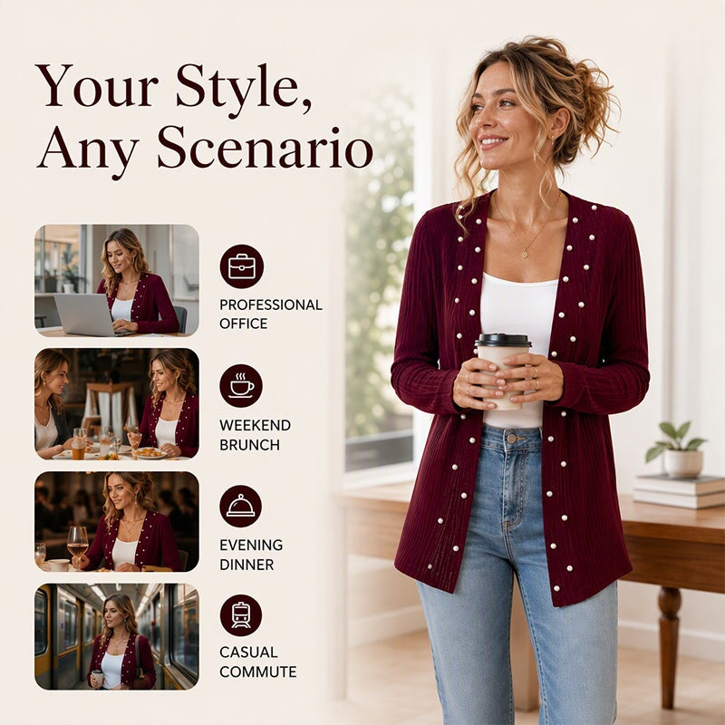 Women's Pearl Beaded Knit Cardigan