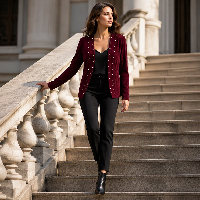Women's Pearl Beaded Knit Cardigan