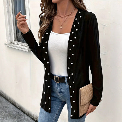 Women's Pearl Beaded Knit Cardigan