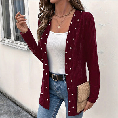 Women's Pearl Beaded Knit Cardigan
