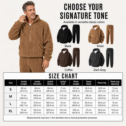 Men's Winter Cozy Cable Knit Hooded Set