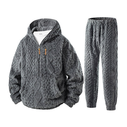 Men's Winter Cozy Cable Knit Hooded Set