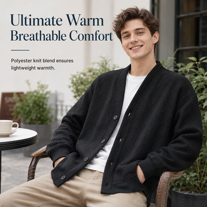 Jacquard Knit Loose Fit Cardigan for Men