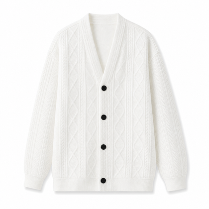 Jacquard Knit Loose Fit Cardigan for Men