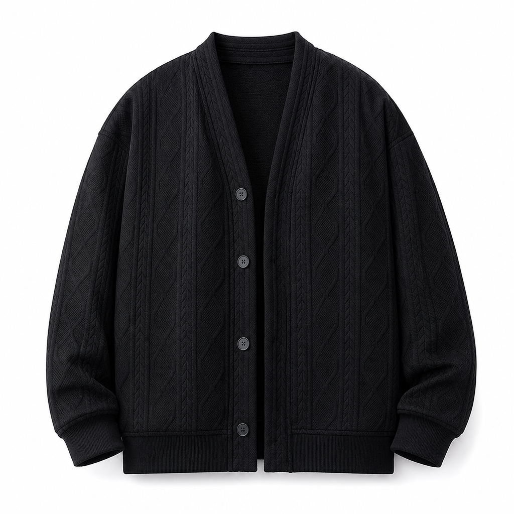 Jacquard Knit Loose Fit Cardigan for Men