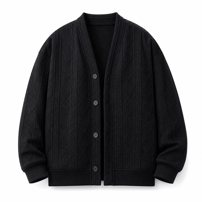 Jacquard Knit Loose Fit Cardigan for Men