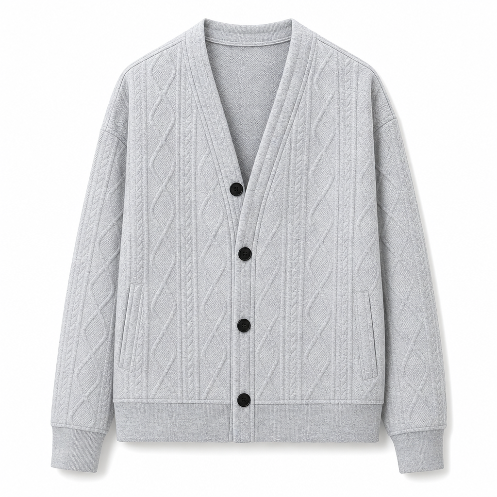 Jacquard Knit Loose Fit Cardigan for Men
