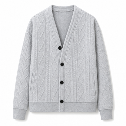 Jacquard Knit Loose Fit Cardigan for Men