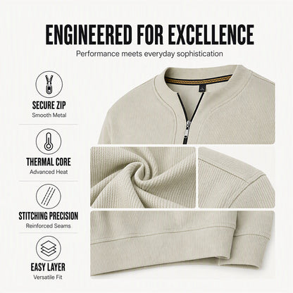 Men's Half-Zip Warm-Lined Ribbed Sweatshirt