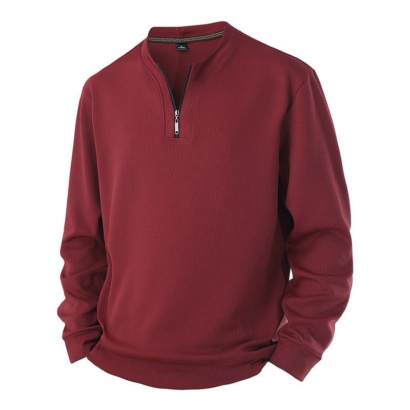 Men's Half-Zip Warm-Lined Ribbed Sweatshirt