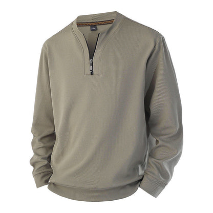 Men's Half-Zip Warm-Lined Ribbed Sweatshirt