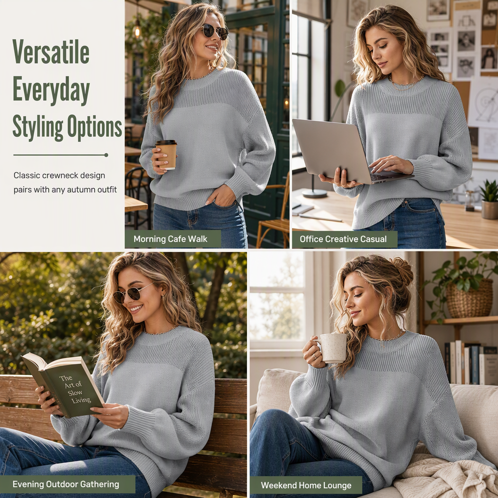 Women's Solid Color Knit Pullover Sweater