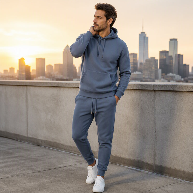 Men's Hooded Sweatshirt and Sweatpants Two-Piece Tracksuit Set