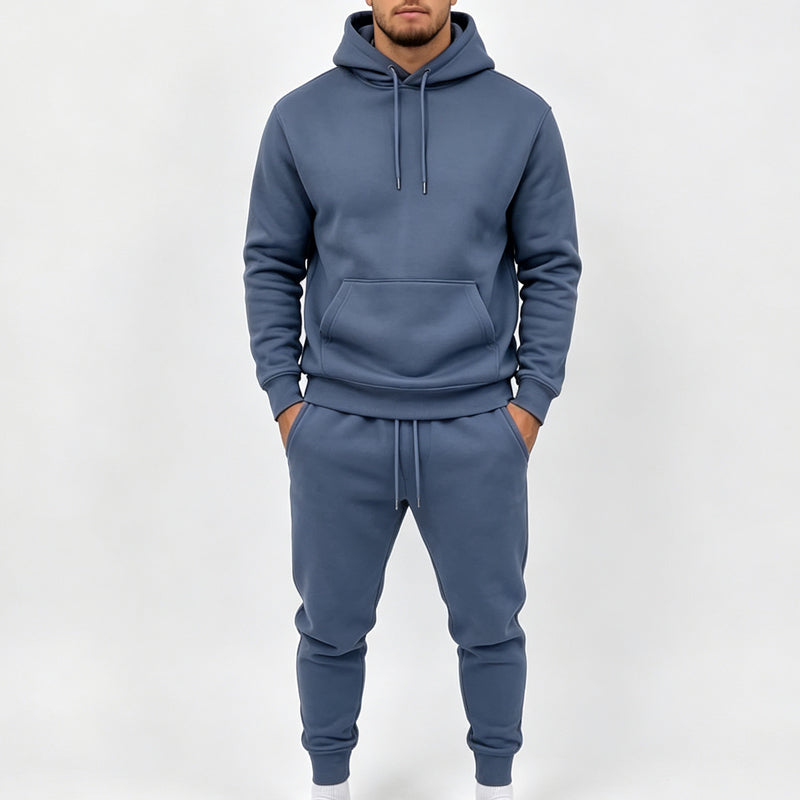 Men's Hooded Sweatshirt and Sweatpants Two-Piece Tracksuit Set