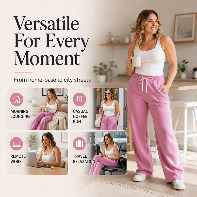 Women's Casual High-Waisted Wide-Leg Sweatpants