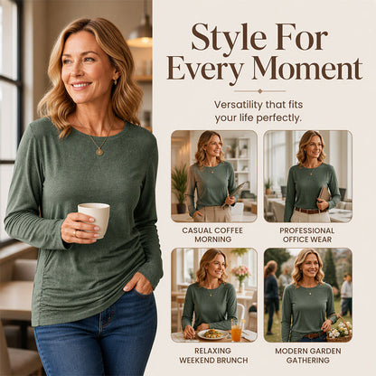 Women's Casual Crewneck Ruched HemTop