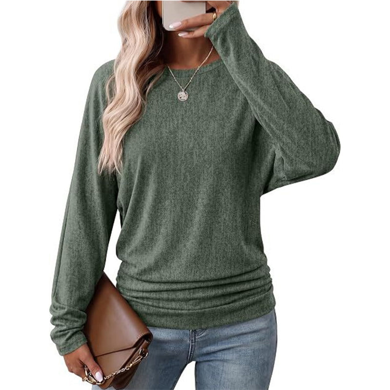Women's Casual Crewneck Ruched HemTop