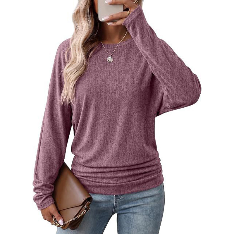 Women's Casual Crewneck Ruched HemTop