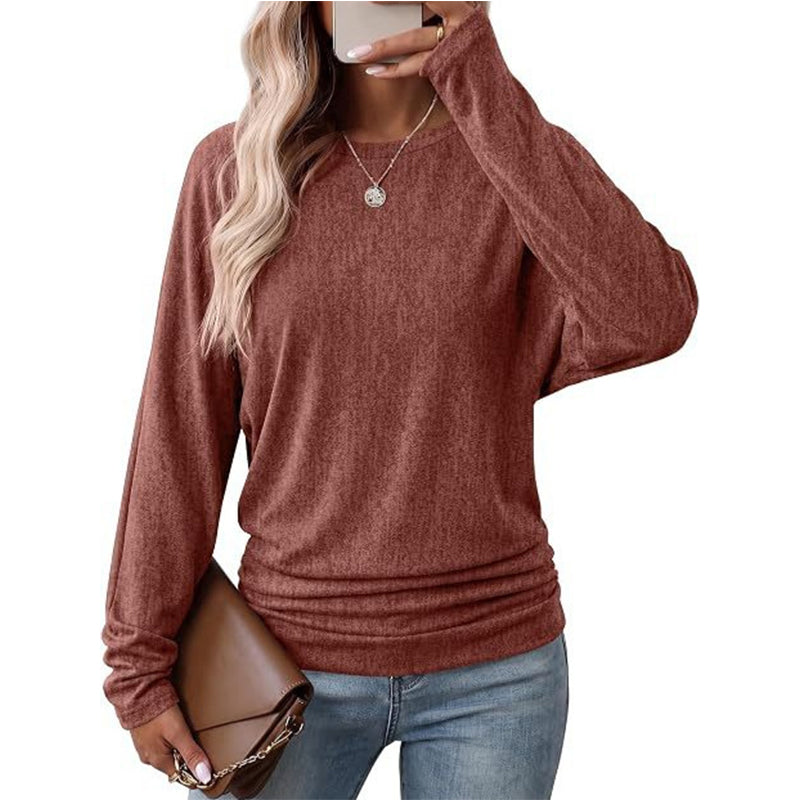 Women's Casual Crewneck Ruched HemTop