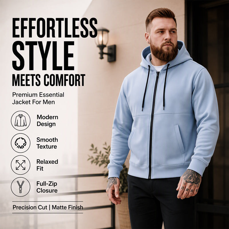 Men's Casual Warm Zip Up Hooded Jacket