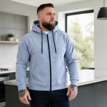 Men's Casual Warm Zip Up Hooded Jacket