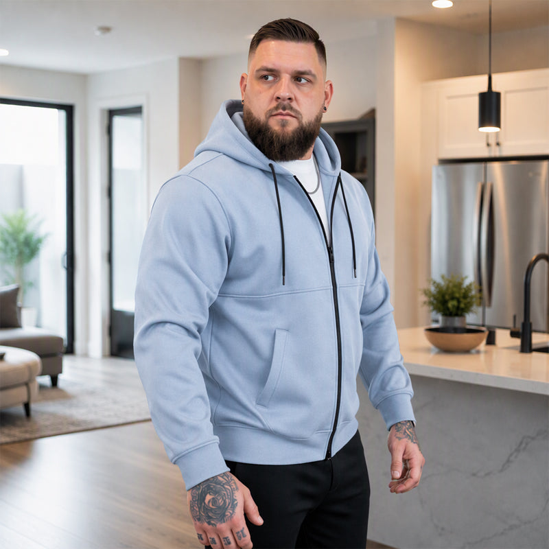 Men's Casual Warm Zip Up Hooded Jacket