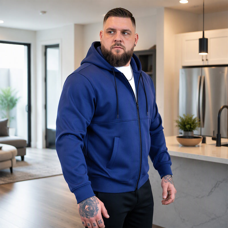 Men's Casual Warm Zip Up Hooded Jacket