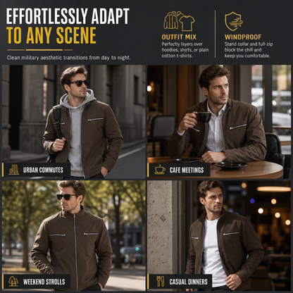 Men's Casual Stand Collar Bomber Jacket