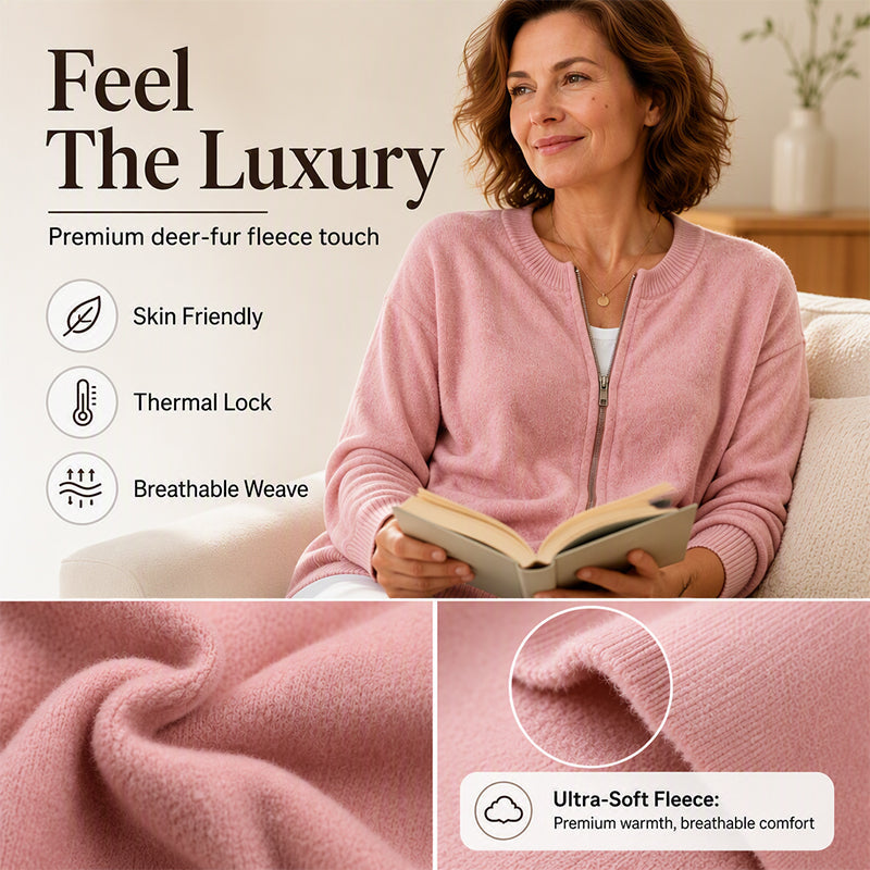 Women's Casual Zip-Up Knit Jacket