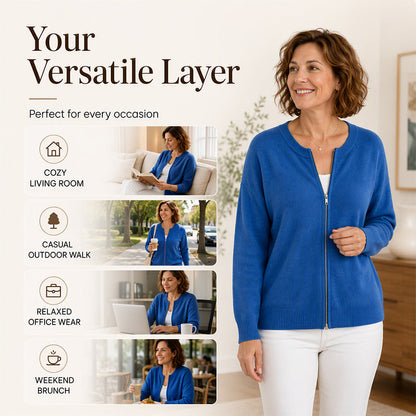 Women's Casual Zip-Up Knit Jacket