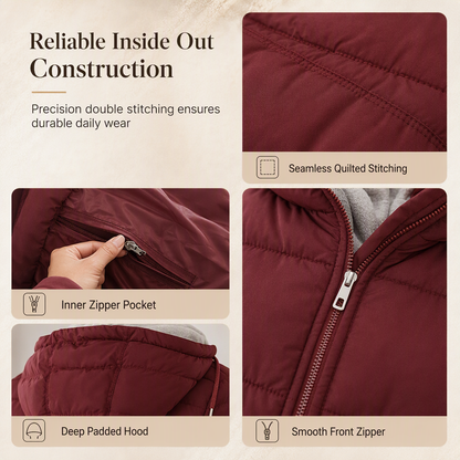 Women's Slim Fit Padded Coat — Long, Hooded, Winter 🧥