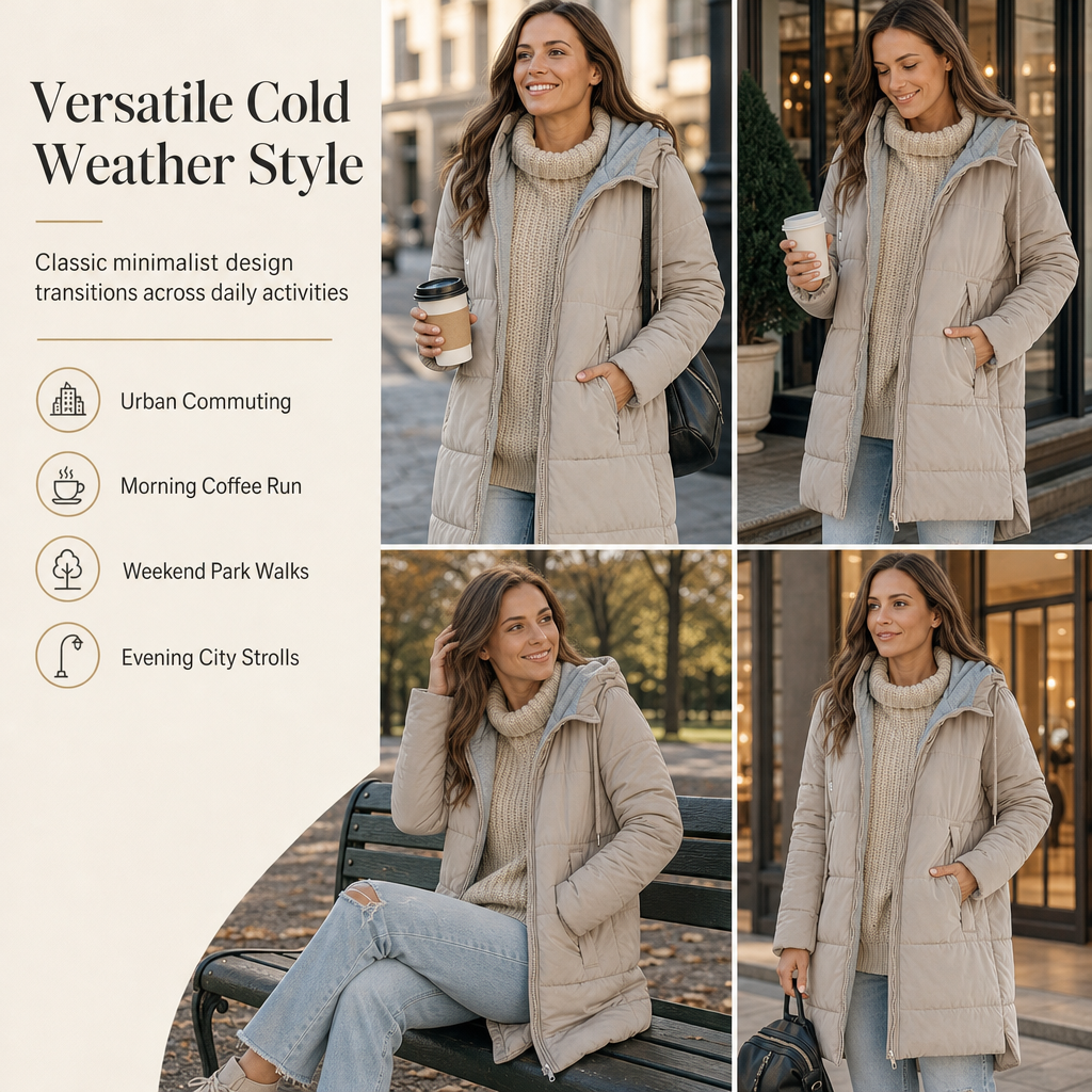 Women's Slim Fit Padded Coat — Long, Hooded, Winter 🧥
