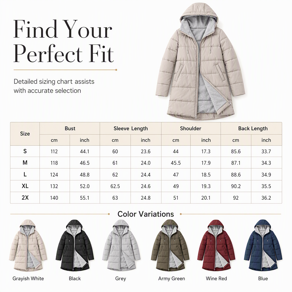 Women's Slim Fit Padded Coat — Long, Hooded, Winter 🧥