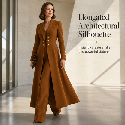 ⚡Free Shipping🔥Women's Elegant Autumn 2 Piece Outfit Set with Retro Long Sleeve Coat and Simple Trousers