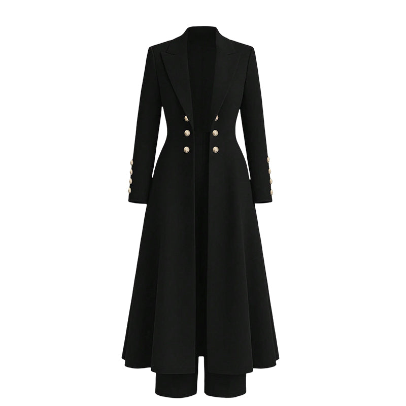 ⚡Free Shipping🔥Women's Elegant Autumn 2 Piece Outfit Set with Retro Long Sleeve Coat and Simple Trousers