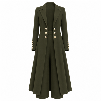 ⚡Free Shipping🔥Women's Elegant Autumn 2 Piece Outfit Set with Retro Long Sleeve Coat and Simple Trousers