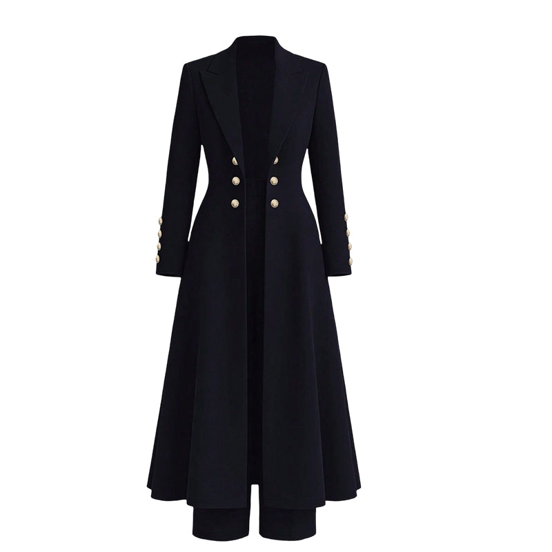 ⚡Free Shipping🔥Women's Elegant Autumn 2 Piece Outfit Set with Retro Long Sleeve Coat and Simple Trousers