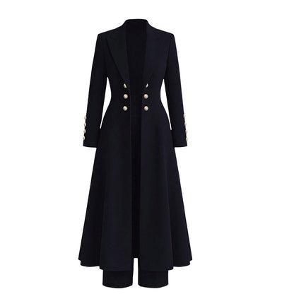 ⚡Free Shipping🔥Women's Elegant Autumn 2 Piece Outfit Set with Retro Long Sleeve Coat and Simple Trousers