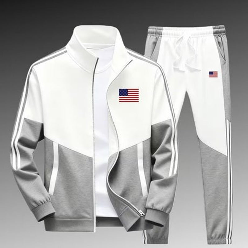 Men's Colorblock Zip-Up Jacket & Drawstring Pants Set
