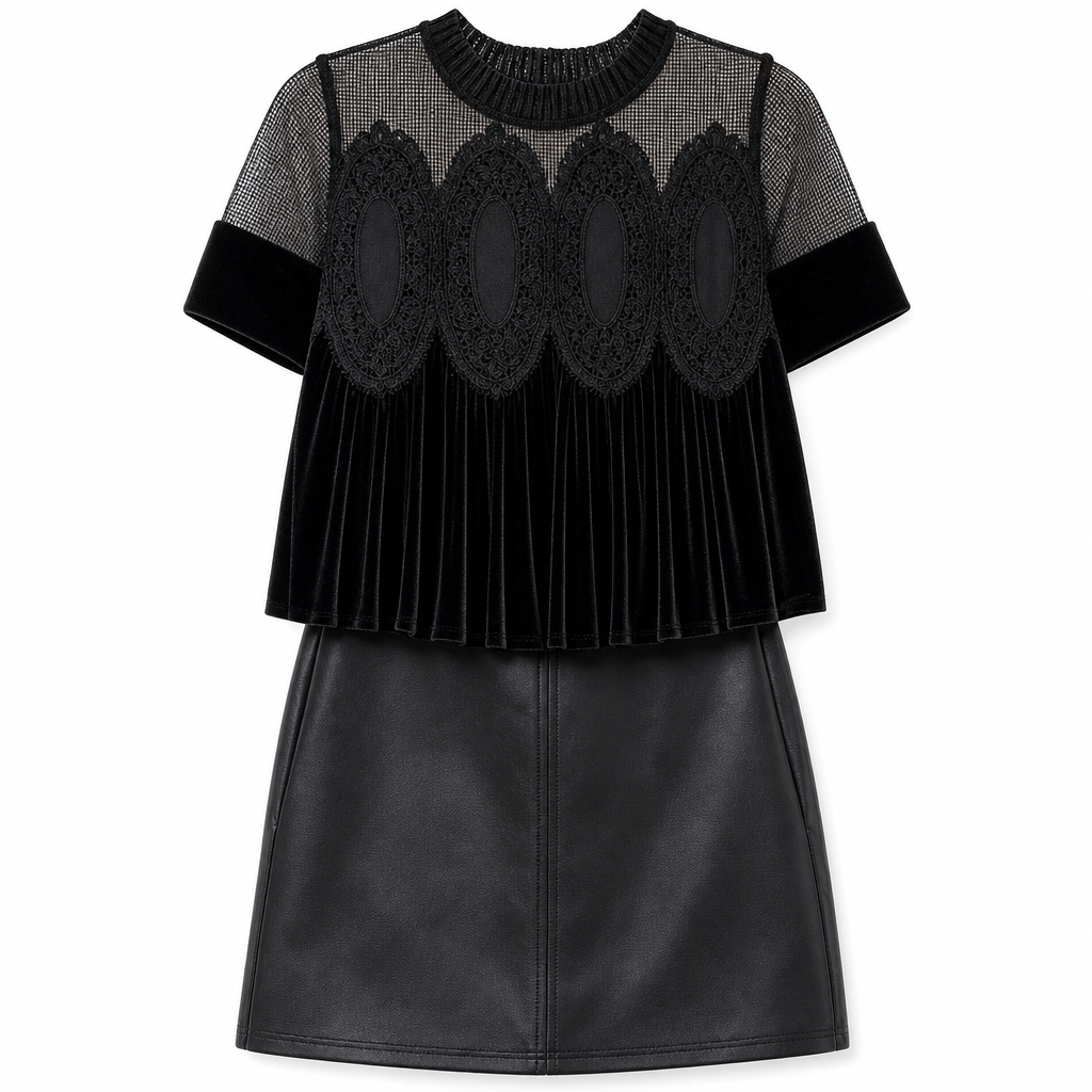 Women's Solid Short Sleeve Top with Ruffle Collar