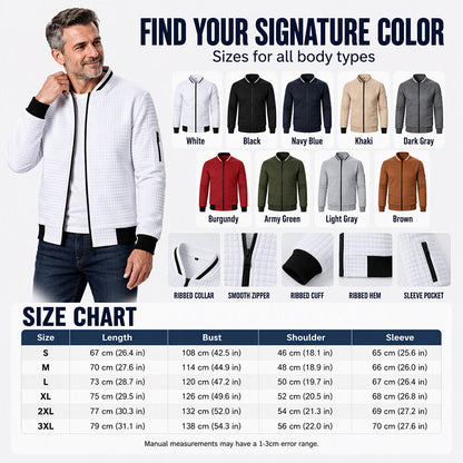 Men's Casual Waffle Grid Bomber Jacket