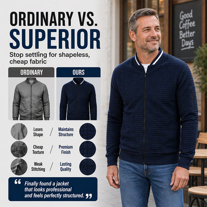 Men's Casual Waffle Grid Bomber Jacket