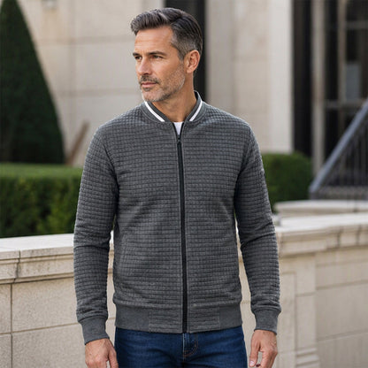 Men's Casual Waffle Grid Bomber Jacket