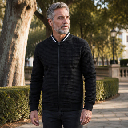 Men's Casual Waffle Grid Bomber Jacket